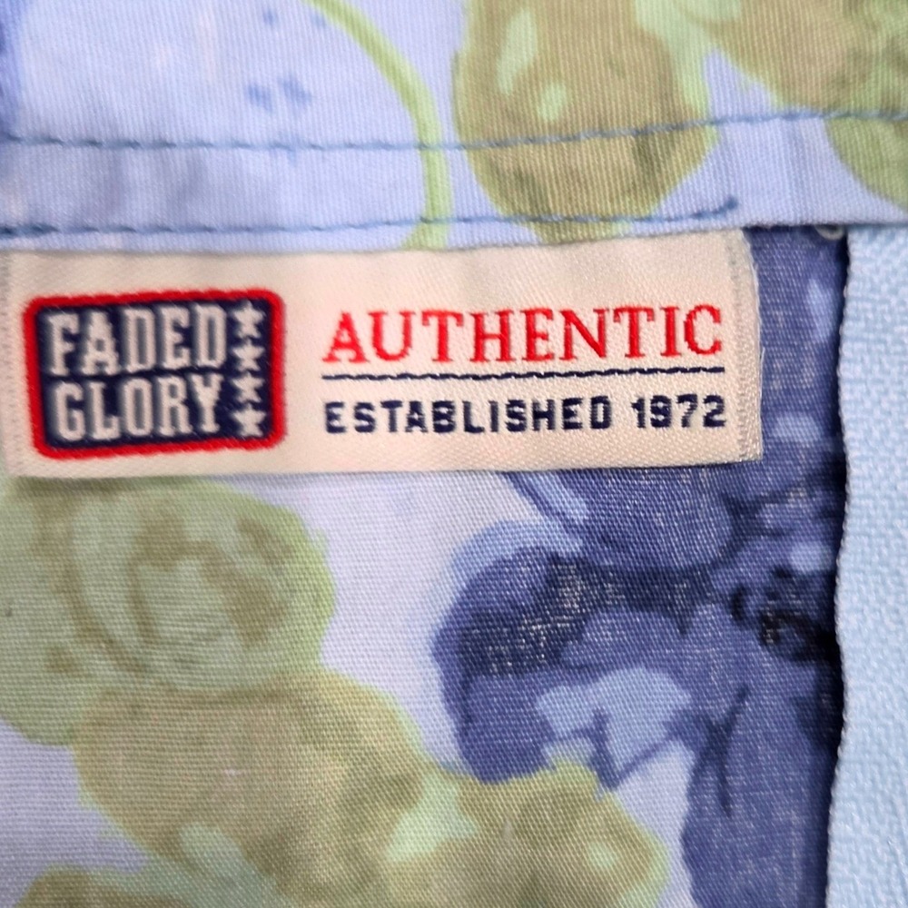Vintage Faded Glory Womens Blue Green Floral Cotton Dress V-Neck Sleeveless - Picture 3 of 6